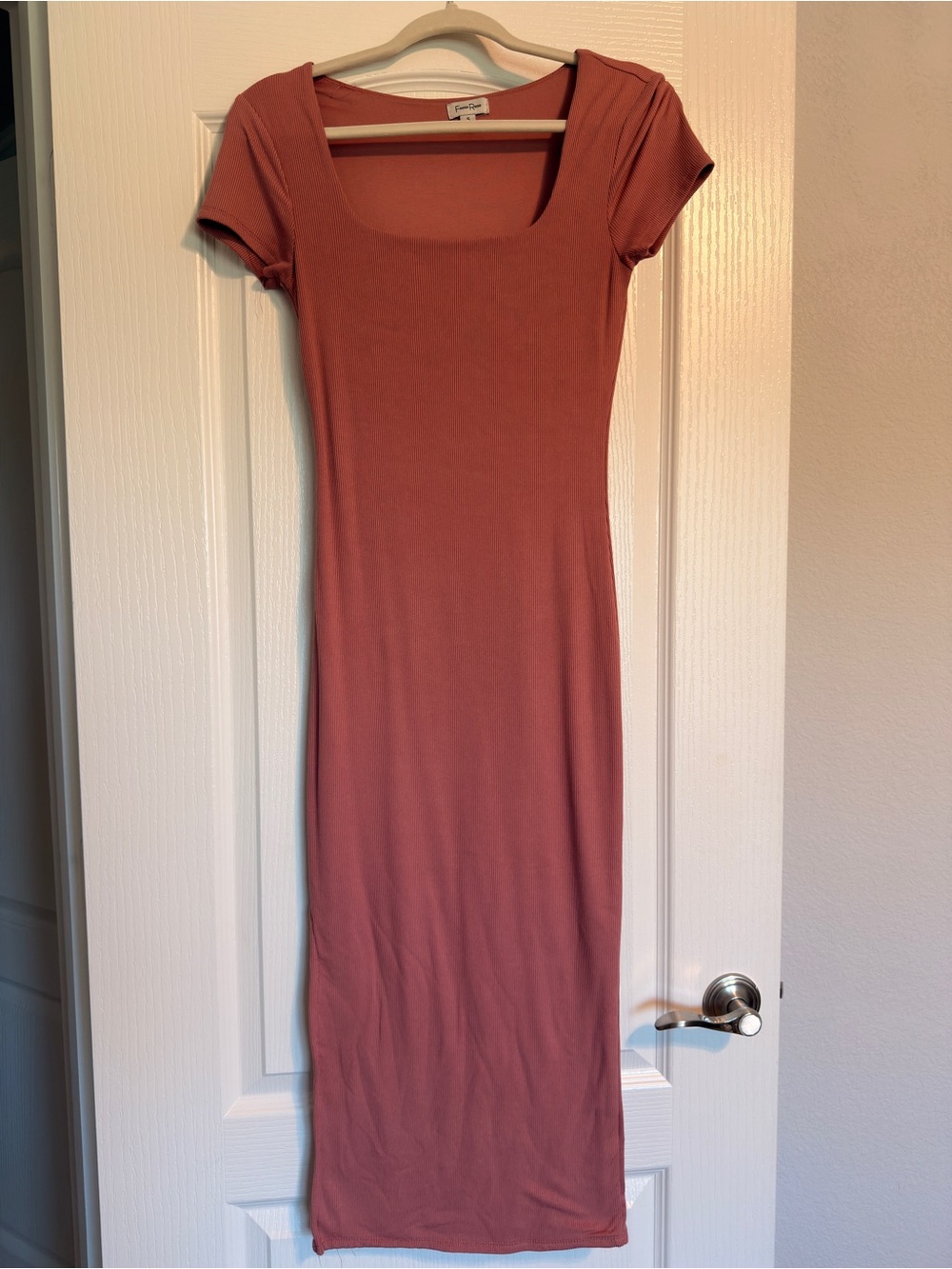 Square-Neck Short Sleeve Maxi Dress in Dusty Rose